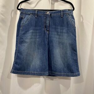 Boden Pleated Front Denim Skirt